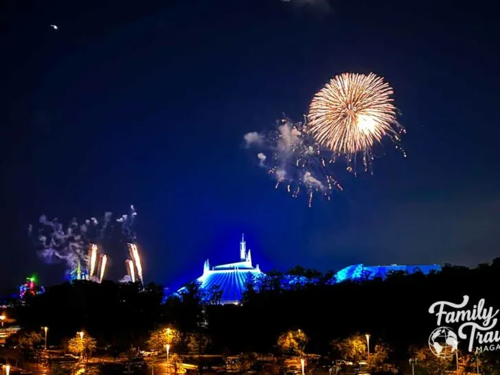 Fireworks over the Magic Kingdom from afar