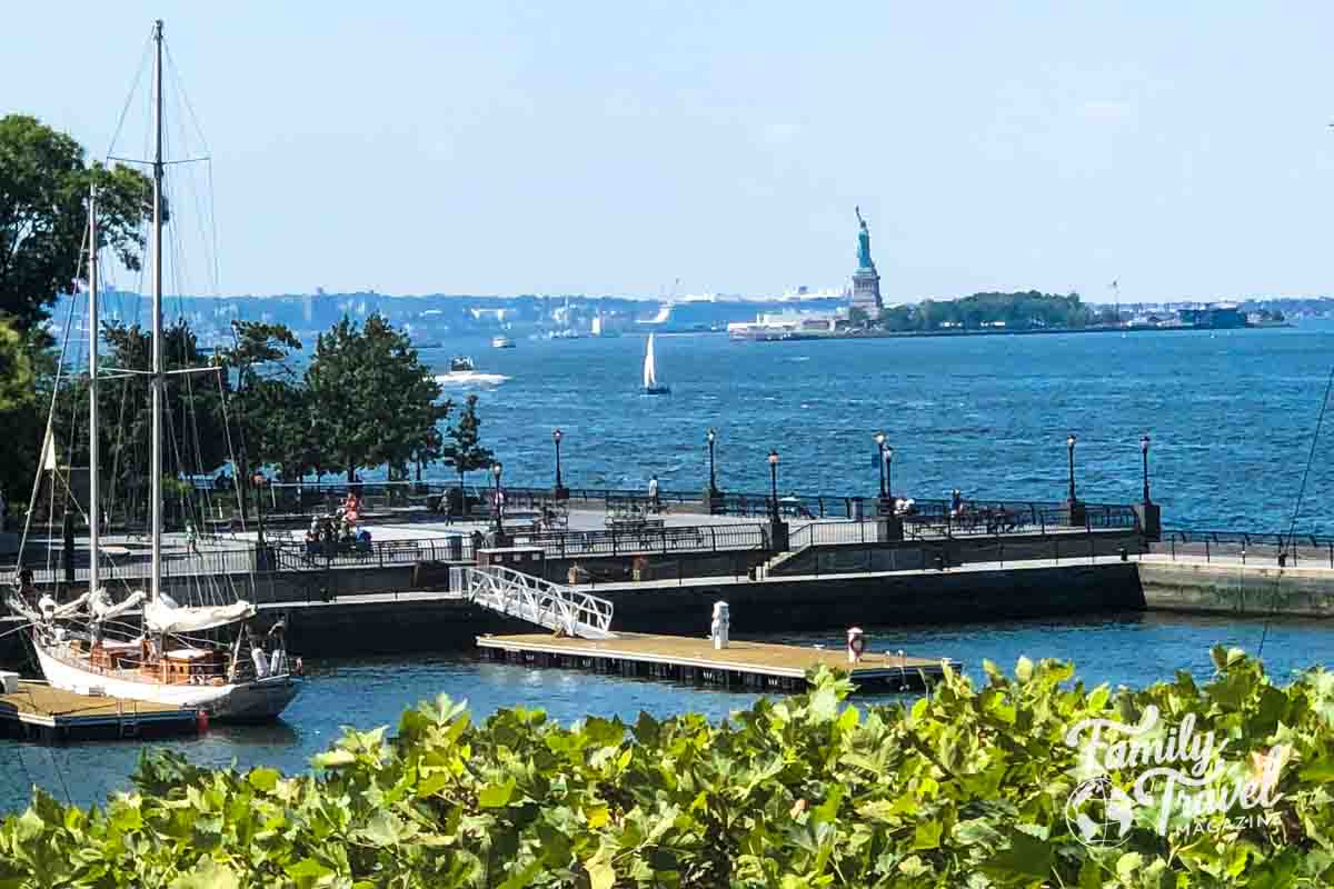 Harbor with the Statue of Liberty in the background