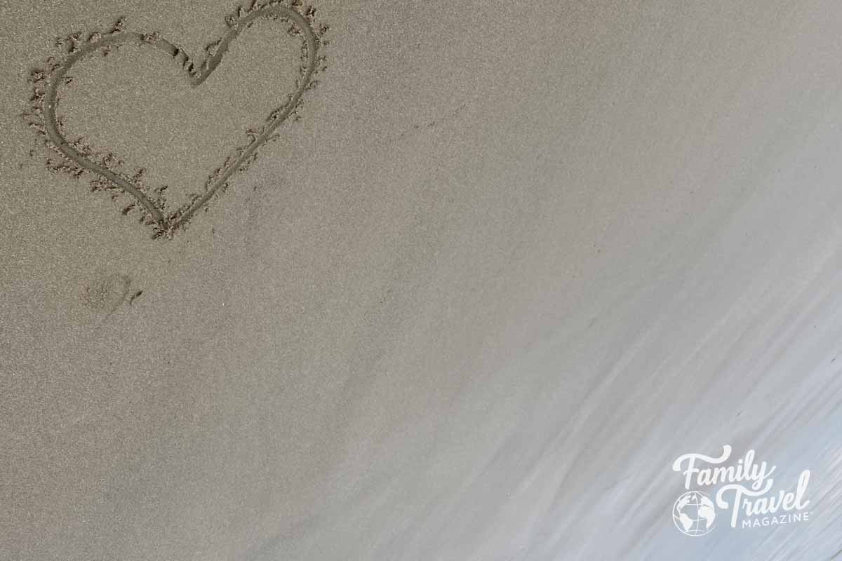 Heart drawn in sand