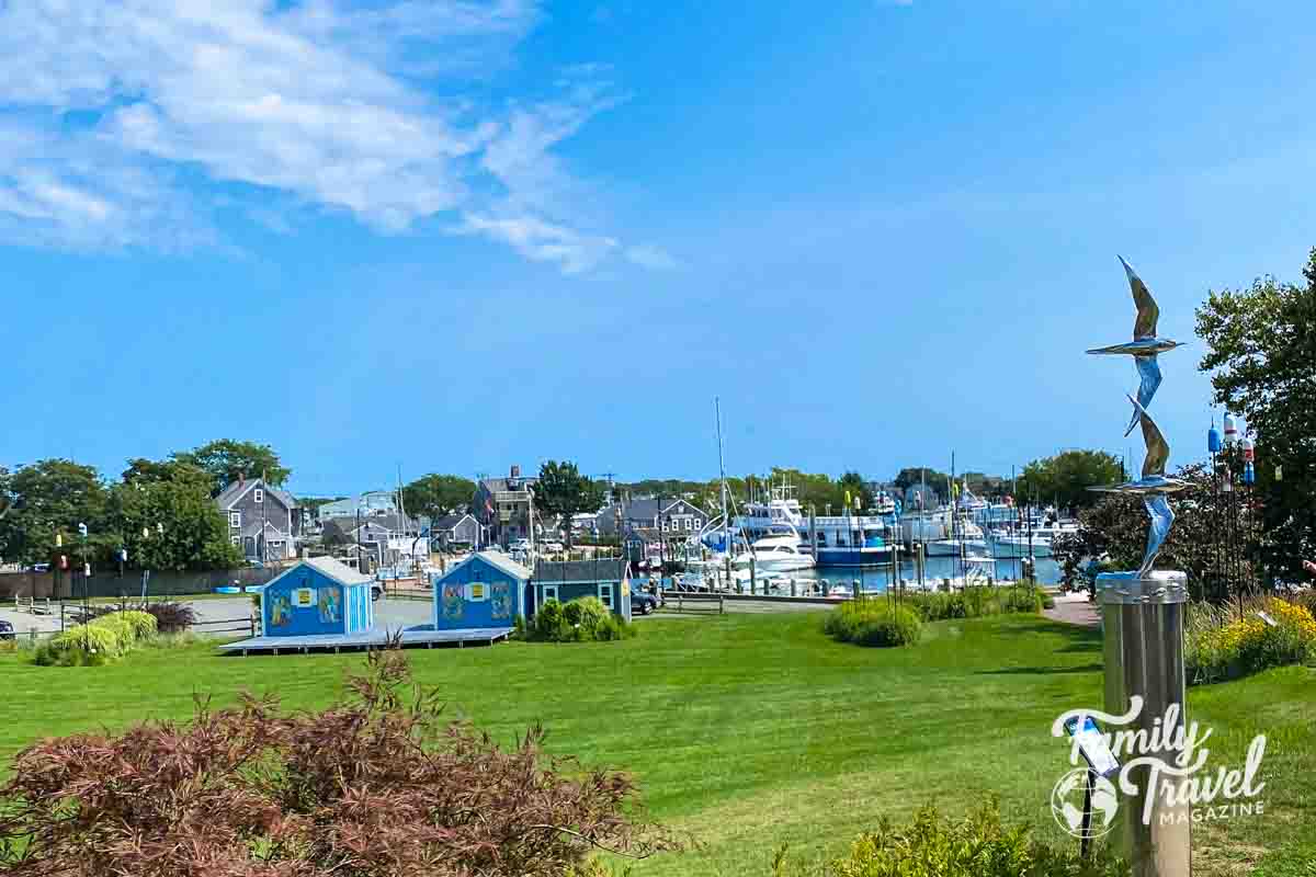 Small buildings along harbor