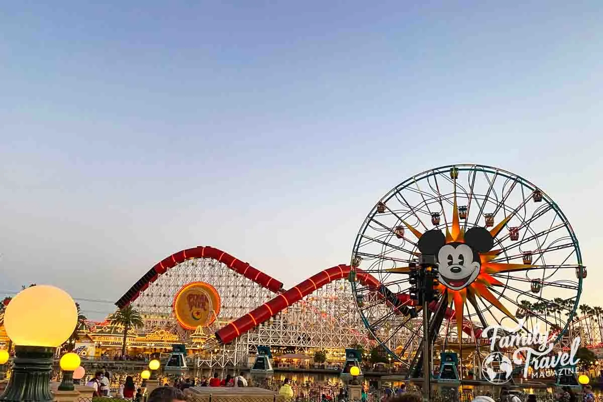 Incredicoaster and Pixar Pal Around at dusk