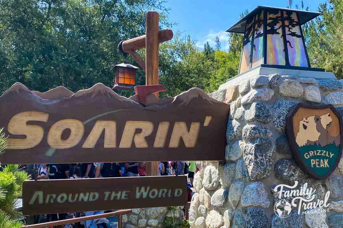 Soarin' Around the World sign at entrance