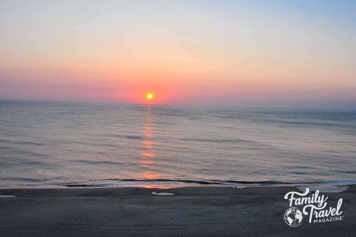 Beach with sun rising