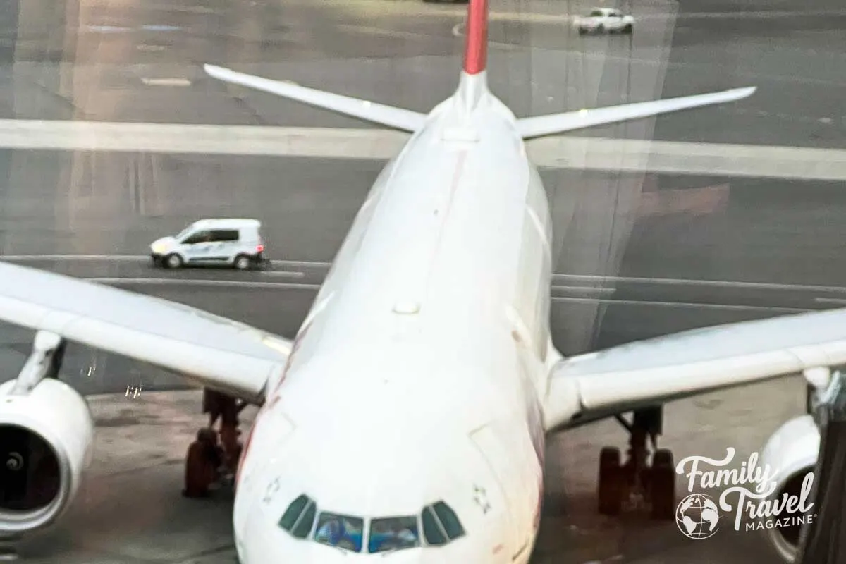 White airplane at airport