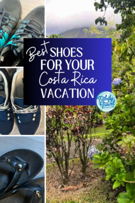 Hiking shoes, sneakers, flip flops and Costa Rican greenery