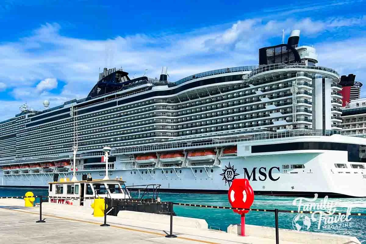 MSC ship docked in Nassau