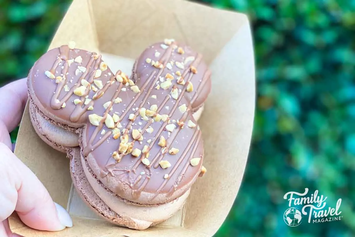 Mickey shaped chocolate macaron