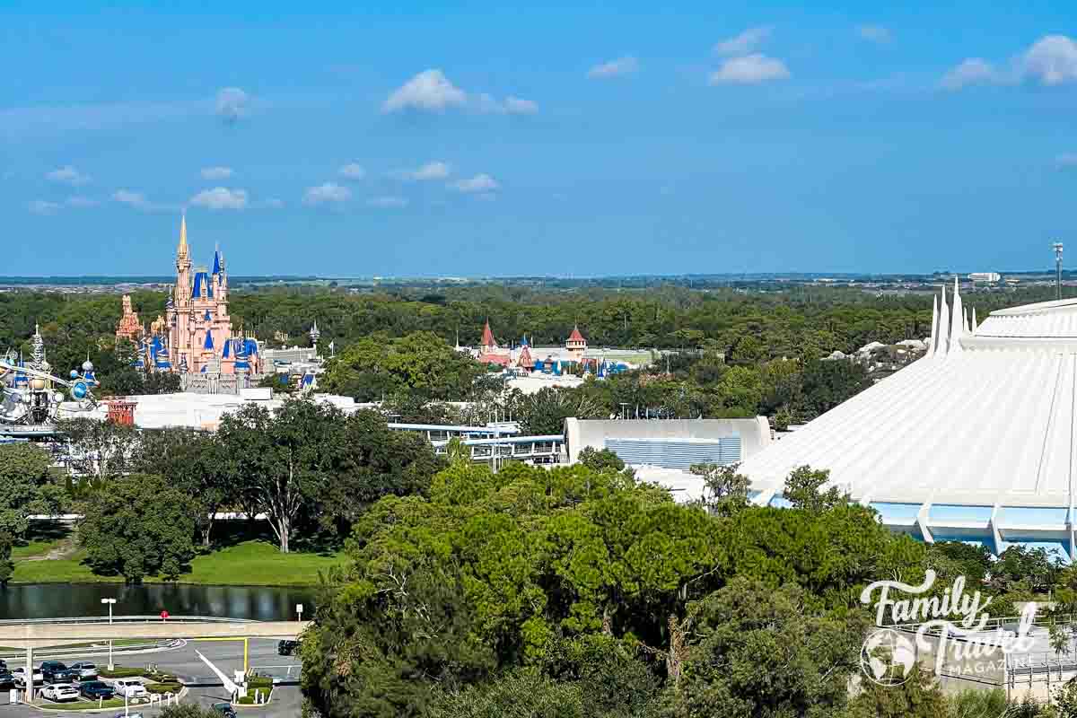 The Magic Kingdom from a distance, view from the Contemporary