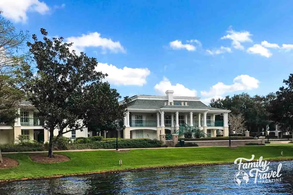 Mansion themed buildings along the river