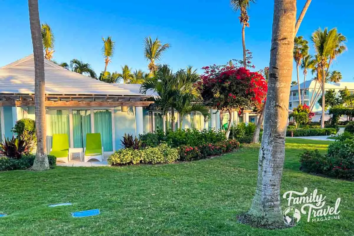 Small buildings at Beaches with trees and plants