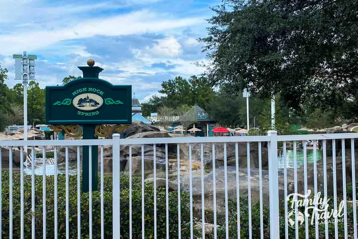 Saratoga Springs pool with fence in foreground