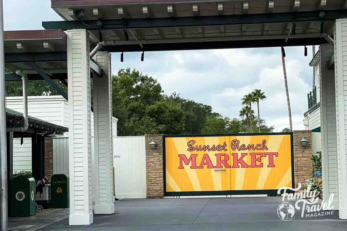 Sunset Ranch Market sign on wall 