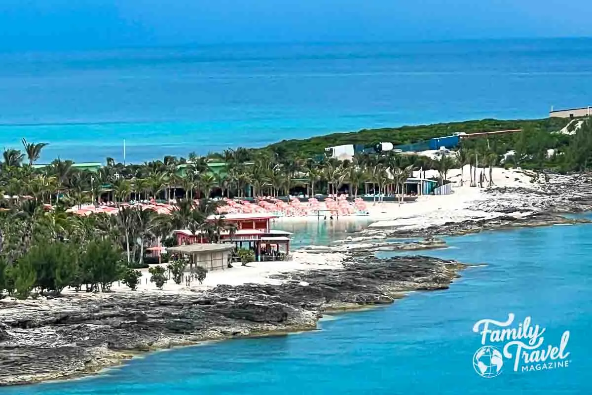 View of Hideaway Beach on Perfect Day at CocoCay from the ship.