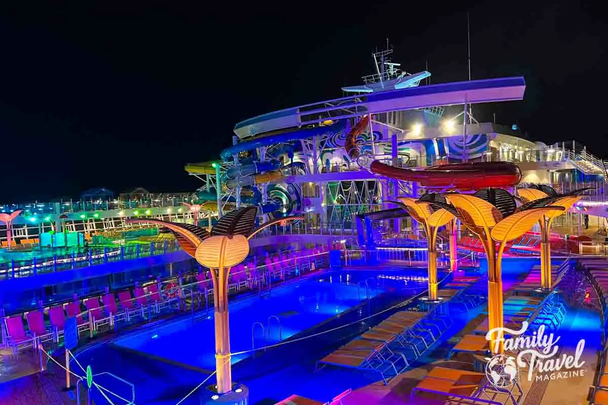 Pool deck on Utopia at night