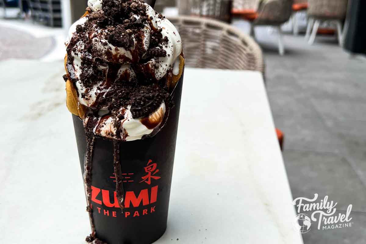 Cookies and Cream bubble cone on table 