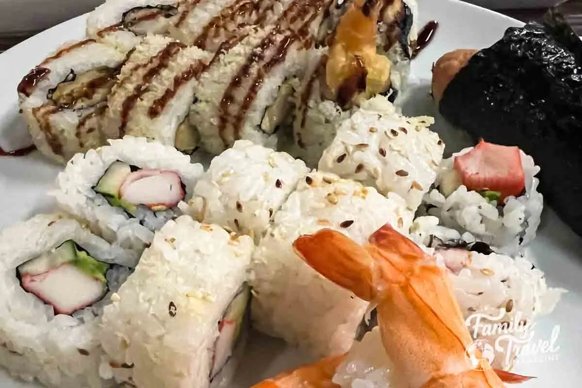 Sushi rolls on a plate