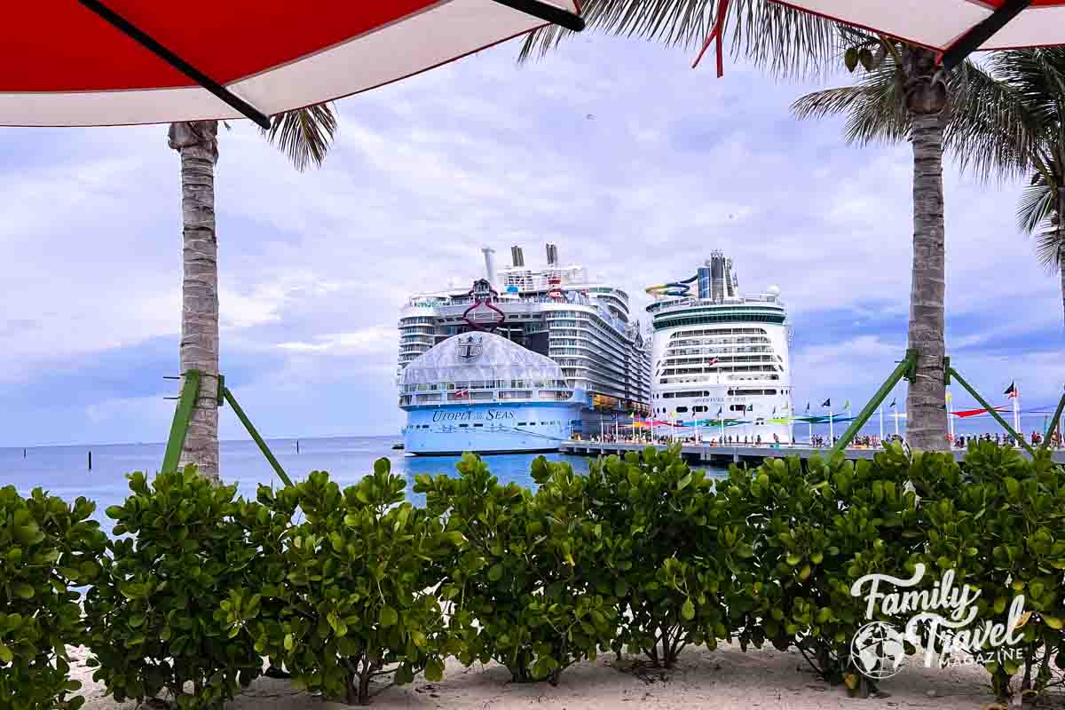 Utopia and Adventure of the Seas docked at Perfect Day at CocoCay