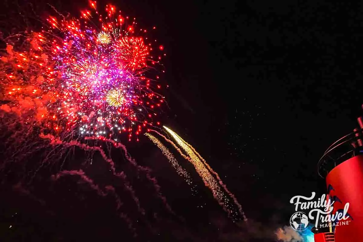 Fireworks over ship