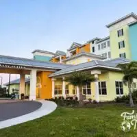 Colorful exterior of the Embassy Suites