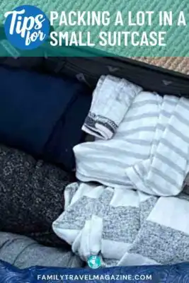 Rolled clothing placed in a suitcase